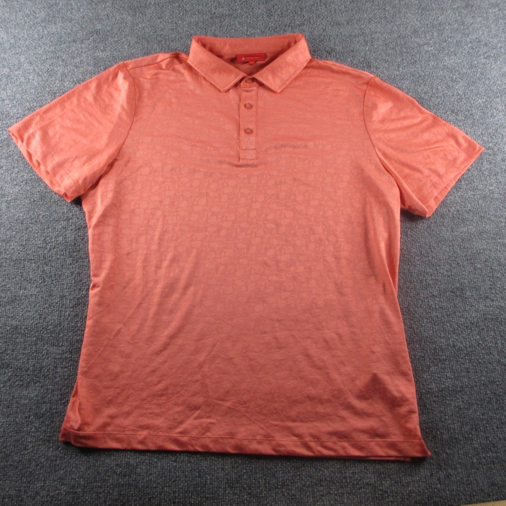 REDVANLY Shirt Mens XL Orange Floral Short Sleeve Button Up Performance Golf